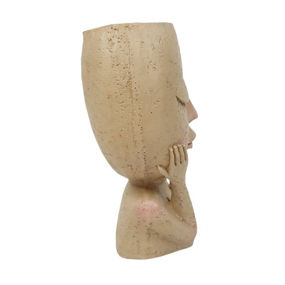 Face Head Flower Planter Container Pot Flowerpot Figure Garden Decor Tabletop - Picture 8 of 12